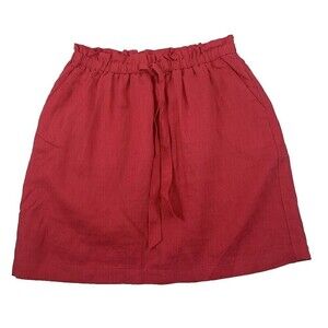 BOGO St Tropez West Linen Skirt Mini Short Dark Pink Drawstring Pockets Womens S